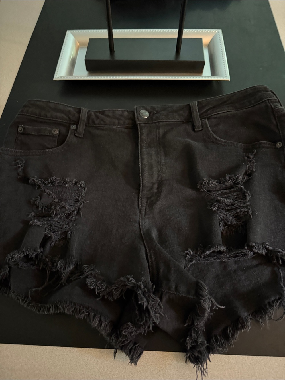 Black Distressed Women’s Denim Shorts